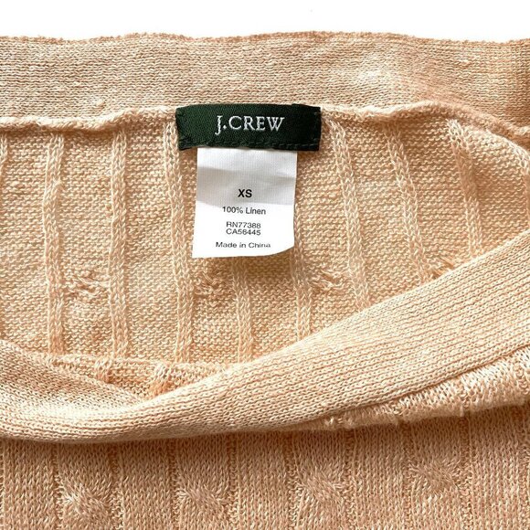 J.Crew Linen Cable Knit Sweater Size XS 3/4 Sleeves Boatneck Preppy - Picture 3 of 9